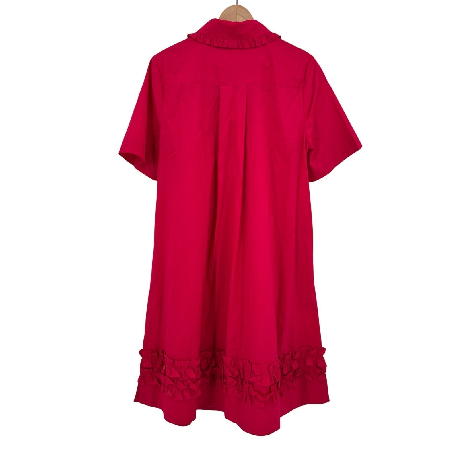 Lesley Evers Harper Magenta Pink Cotton Ruffle Collar Shift Dress Large Nwt Read — image 4 of 8